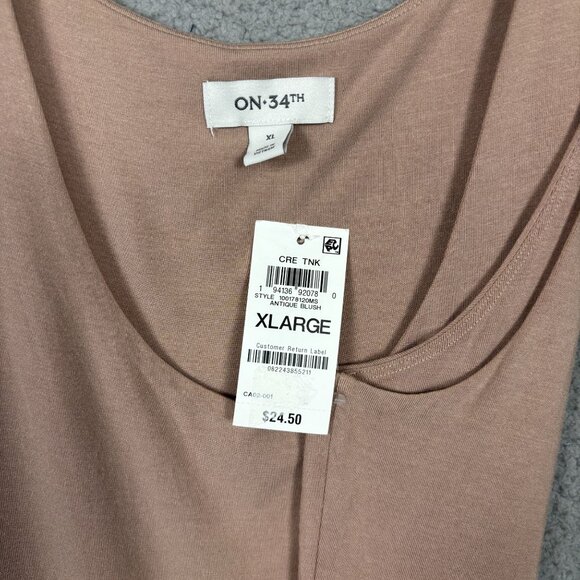 ON 34TH Women's XL Modal Spandex Scoop Neck Tank Top Blush New With Tag's. - Picture 7 of 8